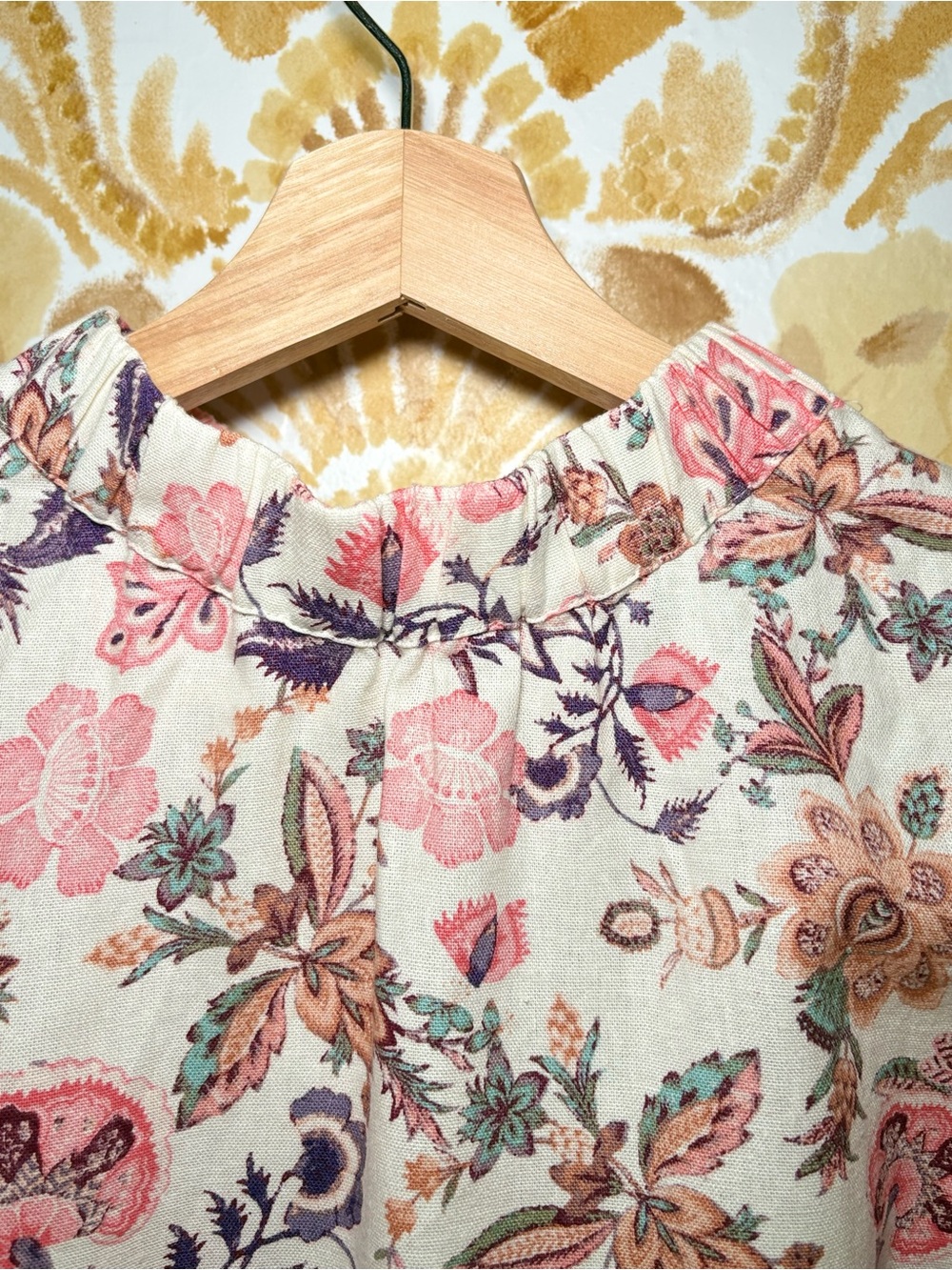 Who What Wear Floral Ruffle Sleeve Blouse | Tie Neck Top | Romantic Cottagecore - Picture 9 of 11